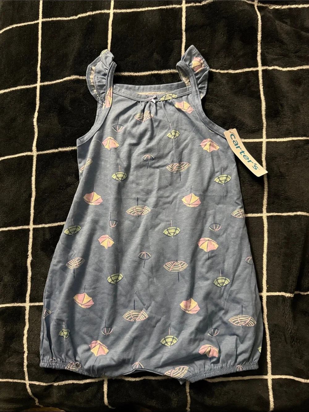 Carter's Light Blue Umbrella Print Baby Bubble Romper